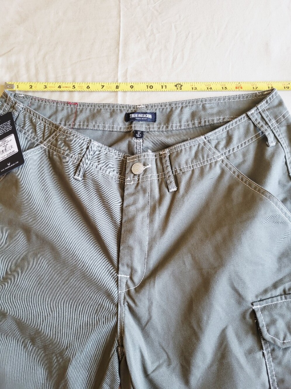 True Religion Cargo Pants Mens Size 36 Kalamata Olive Green Outline Horseshoe - Picture 7 of 12